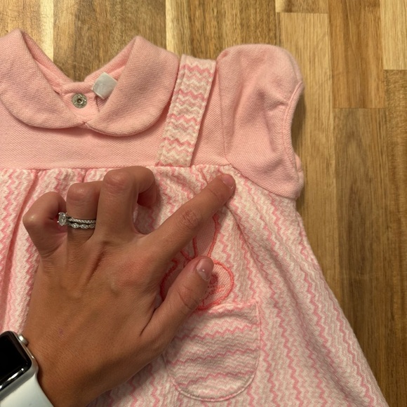 Vintage Carters Baby Girls Pink Chevron Bunny Dress and Bloomers Set 12 Months - Picture 9 of 9